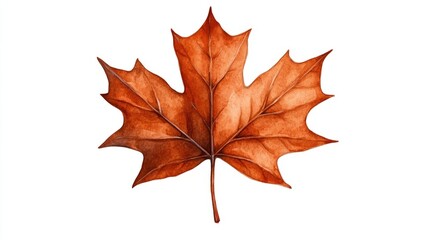 Elegant Watercolor maple leaf with splattered edges in warm autumn colors artistic and organic interpretation 