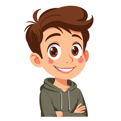 Obraz premium Cartoon web developer boy smiling with arms crossed against a plain background 
