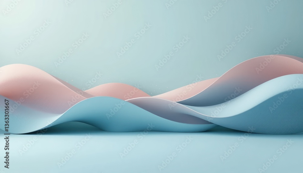 Poster dynamic flow of soft waves abstract art installation modern gallery minimalist aesthetic ground leve