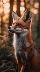 Obraz premium Majestic Red Fox in the Enchanted Forest Mobile Background