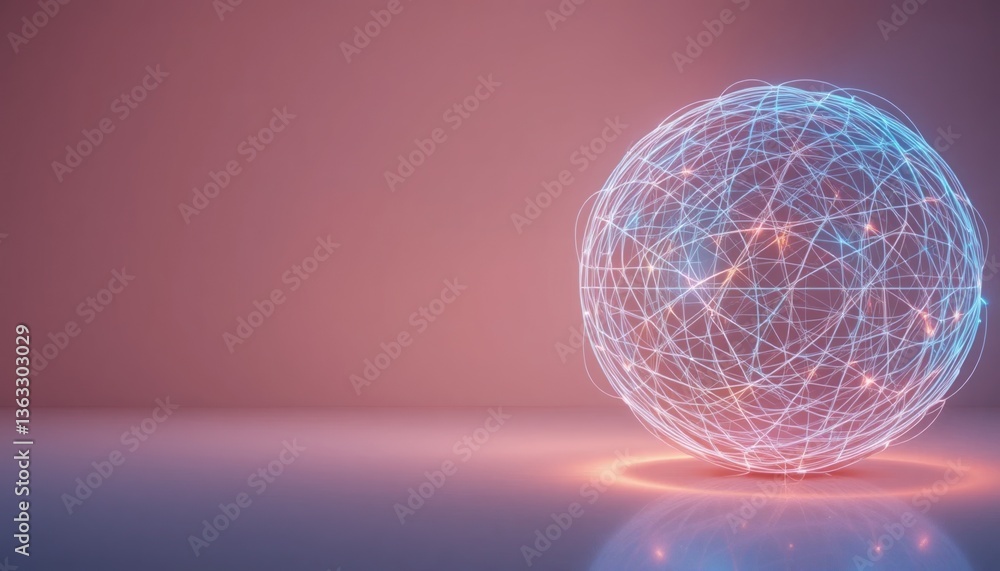 Poster illuminating digital network sphere virtual space 3d rendering modern technology abstract concept de