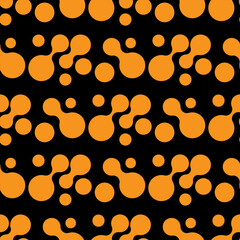Vector Meta ball Connect Dot Set. Seamless Orange Molecule chain. Circle Shapes. Abstract Geometric Dots. Morphing Blob for Pattern, Sticker, Badge, Poster, Web Design.