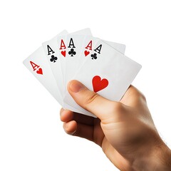Hand Holding Five Aces in Poker Game Image