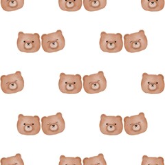 Fototapeta premium Seamless pattern with two cute bears. Kawaii style.