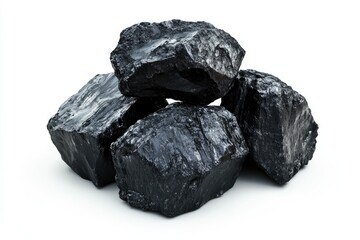 Obraz premium Examining Pile of Coal Lumps Energy Source for Industrial Use