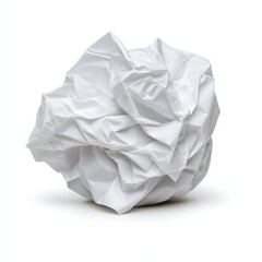 Crumpled white tissue with a slight texture symbolizing allergy symptoms isolated on a white background 