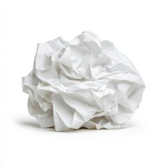 Crumpled white tissue with a slight texture symbolizing allergy symptoms isolated on a white background 