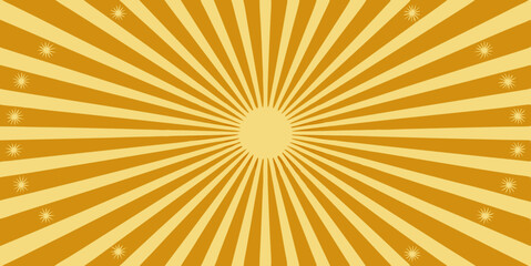 Vintage sunburst seamless vector pattern with golden rays and a classic radial design for retro backgrounds.
