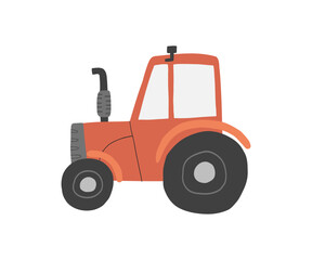 Simple vector illustration of a red tractor. Ideal for farm, countryside, and agricultural industry designs