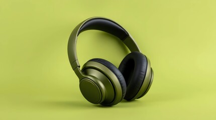 Green Wireless Headphones on a Light Green Background for Audio Enjoyment