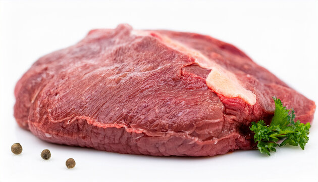 Wagyu raw meat isolated on white background. Fresh marbled beef steak. Tasty and organic food.