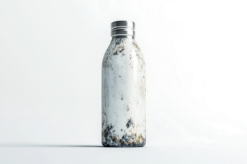 a bottle with a lot of dirt on it cutout and isolated on transparent background 