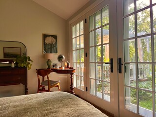 Desk by French doors