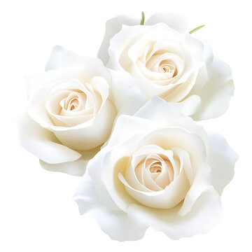Three Elegant White Roses Exquisite Beauty Soft Petals Pure Innocence