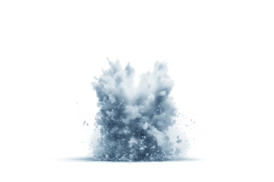 a white background with a blue explosion cutout and isolated on transparent background 