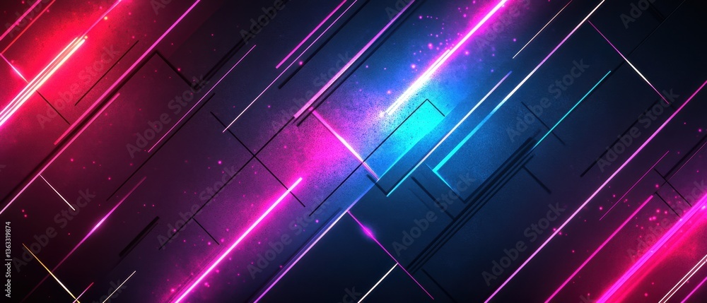 Poster futuristic abstract background with neon lights and geometric shapes creating a modern and dynamic v