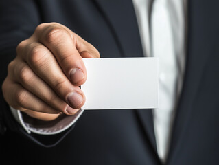 Blank business card hold by business men