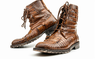 Alligator Leather Boots with Poise on white background.PNG