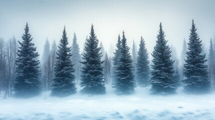 Snowy winter forest scene
