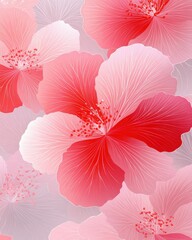 Obraz premium Artistic Floral Design in Shades of Pink and Red a Delicate and Romantic Botanical Arrangement for Backgrounds and Wallpapers