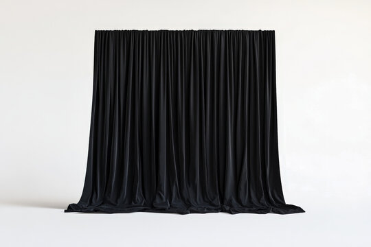 a black curtain with a white background cutout and isolated on transparent background 