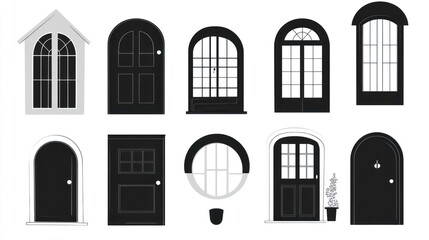 Various door and window styles; architectural design