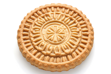 a pie with a sun design on it cutout and isolated on transparent background 