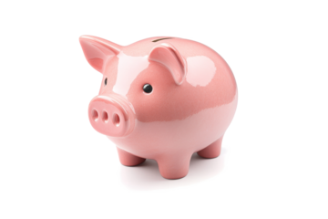 a pink pig piggy on a white background cutout and isolated on transparent background 
