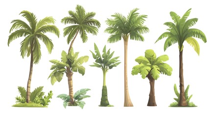 Obraz premium Lush Tall Exotic Trees in Tropical Rainforest - Green and Serene Jungle Landscape