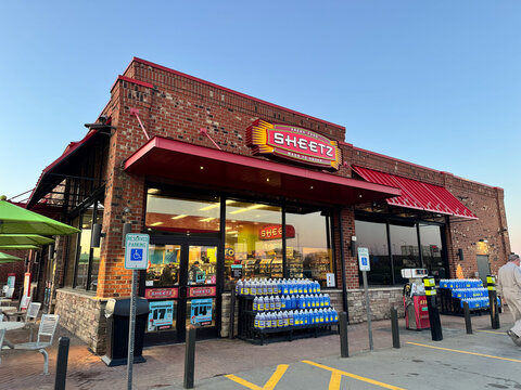 Triadelphia, West Virginia - March 18, 2025: Outside of a Sheetz gas station store at sunrise