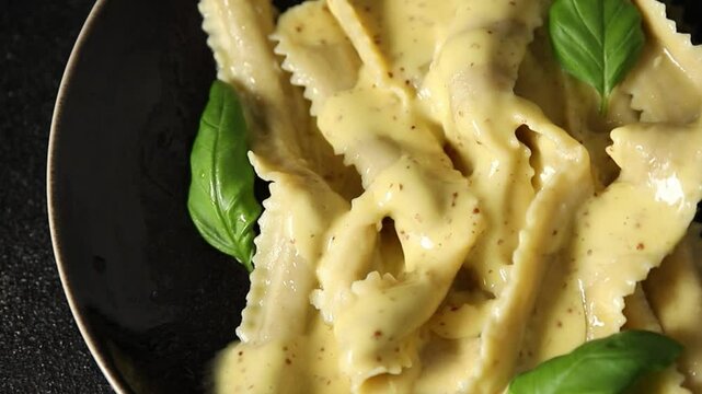 Pappardelle pasta filling main course appetizer vegetables dish fresh delicious gourmet food background on the table rustic food top view copy space  vegetarian and vegan food