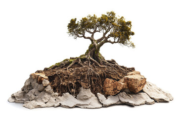 a bon bon tree on a rock cutout and isolated on transparent background 