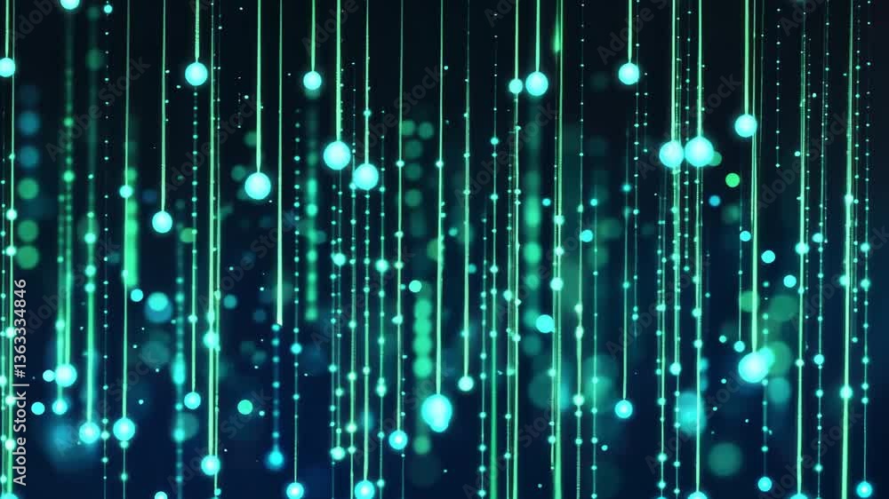 Poster abstract background with glowing blue vertical lines and particles