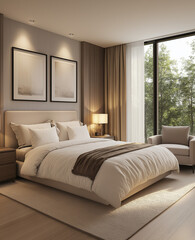 Fototapeta premium Modern Bedroom, Luxurious Tranquil Design