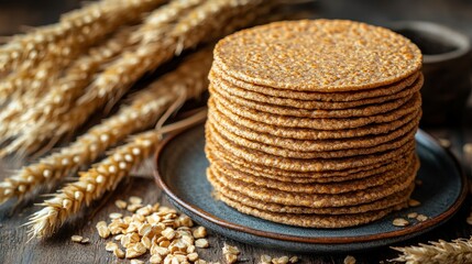 Stack of whole wheat crackers