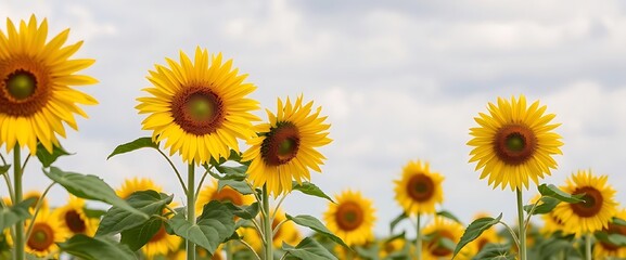 Sunflowers Field Under Clear Blue Sky