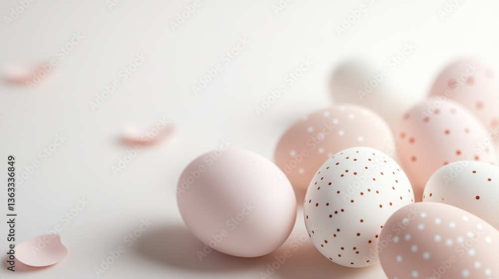 Poster soft pastel easter eggs arranged together in a light setting showcase delicate patterns and colors p
