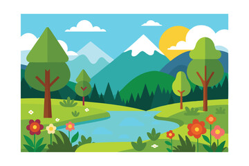 landscape with trees and mountains
