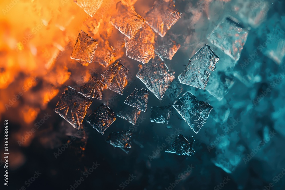 Aufkleber intricate ice crystals, illuminated by warm and cool light, create a stunning abstract pattern.