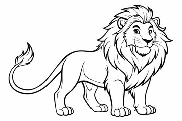 Fototapeta premium coloring page line art the king lion black vector