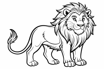 Obraz premium coloring page line art the king lion black vector