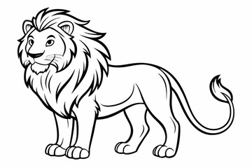 Fototapeta premium coloring page line art the king lion black vector