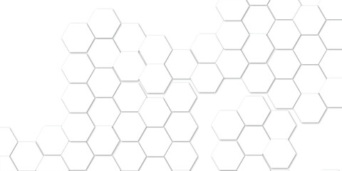 Abstract geometric technology embossed white hexagon on transparent honeycomb vector illustration background.