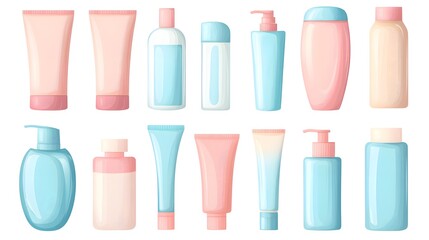 Professional Cosmetics Containers Flat Color Vector Objects Set for Beauty Industry Brands