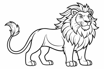 Naklejka premium coloring page line art the king lion black vector