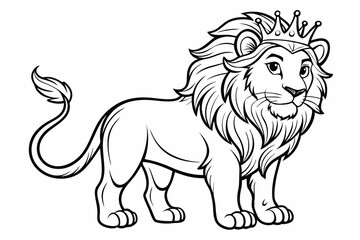 Obraz premium coloring page line art the king lion black vector