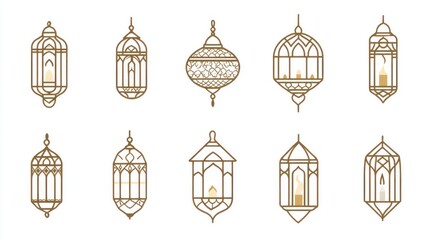 Ramadan lanterns collection, Islamic design, decoration, celebration, festival background, greeting card