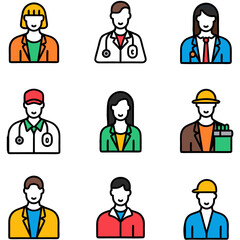 people professions icons set