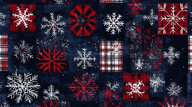 Red  White Snowflakes Pattern.
