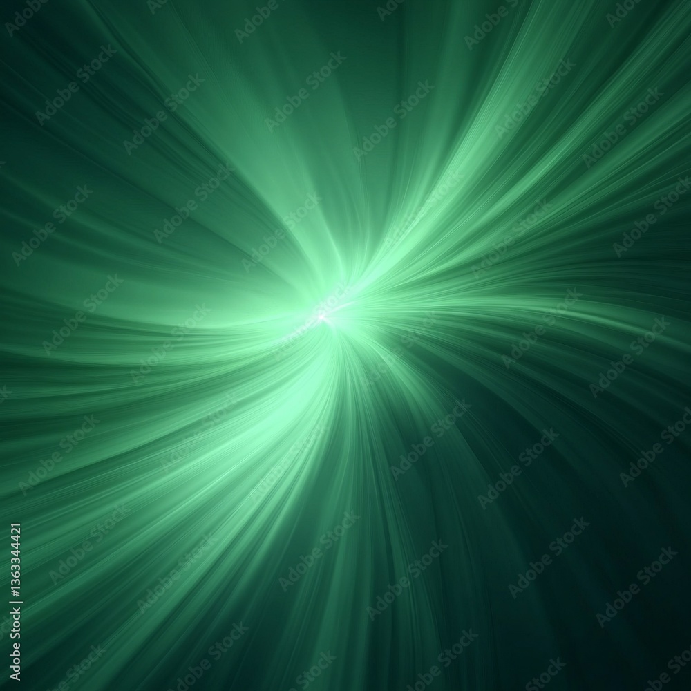 Poster Emerald Vortex: A Mesmerizing Swirl of Green Light and Motion Abstract Background